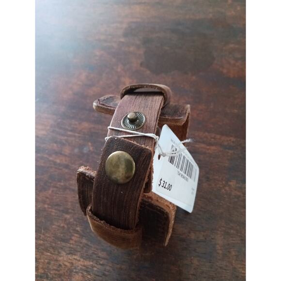 Not All Who Wander Are Lost Wide Leather Brown Cuff bracelet. NWT - Picture 4 of 7